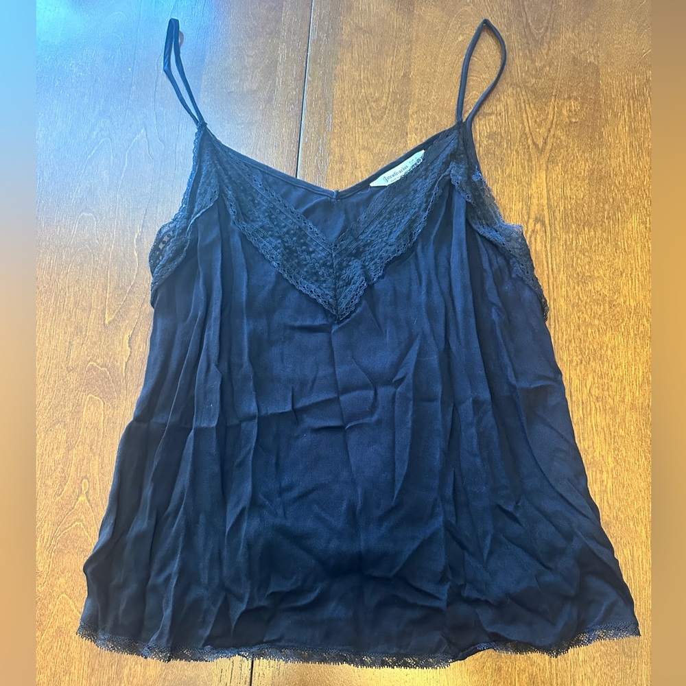 Stradivarius Black Lace Trim Camisole